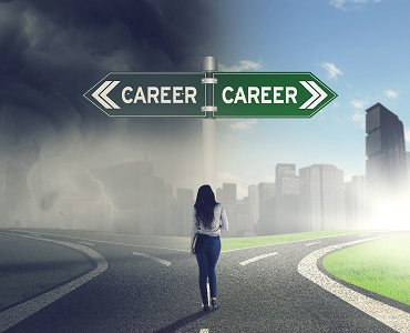 Businesswoman in doubt to choose the right way